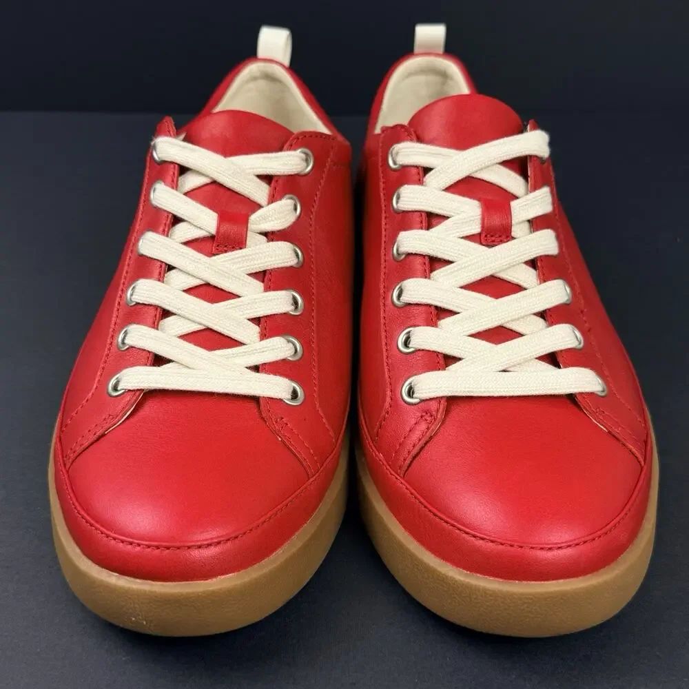 Vionic Winny Women’s 9 Wide Red Leather Fashion Comfort Sneakers Excellent